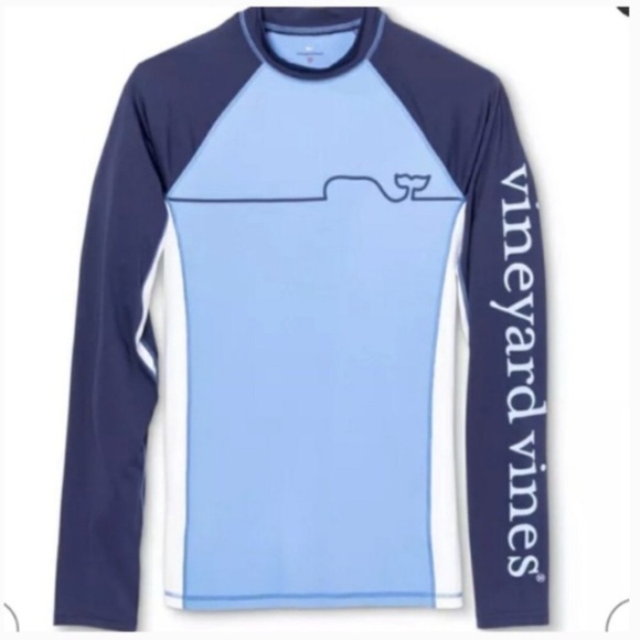 Vineyard Vines Whale Line Blue Rash Guard 9A. - Picture 1 of 12
